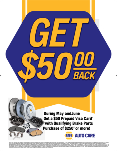 May and June, get $50 back on a $250+ brakes service!